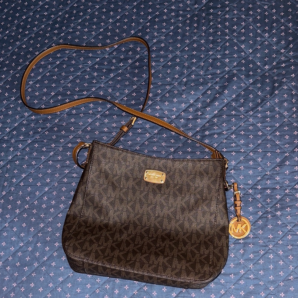 Michael Kors Black and Brown Signature Shoulder Bag